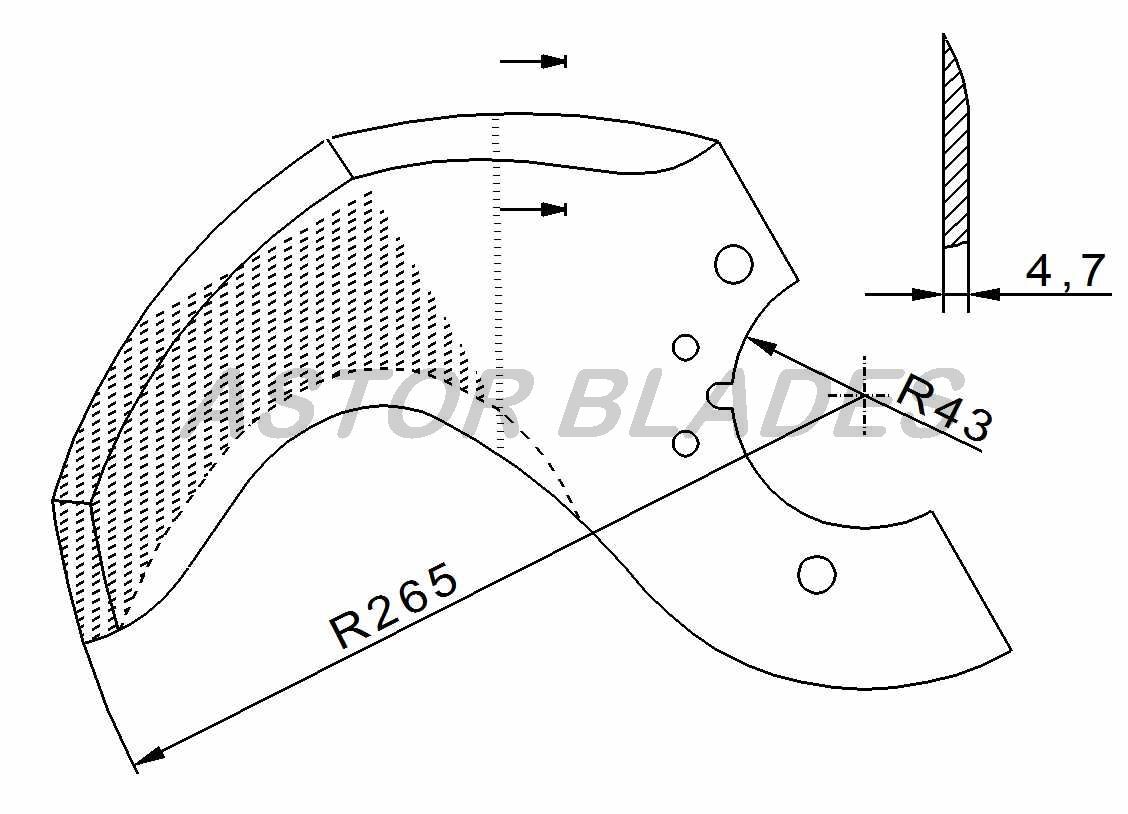 Bowl cutter blade for Delta Radius 265mm